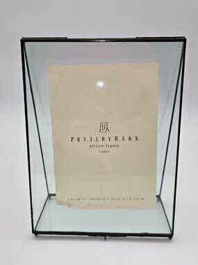 Pottery Barn Black Metal Atrium Frame Glass Float 4x6 5x7 Photo Display
